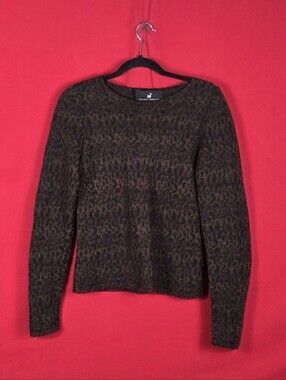 PERUVIAN CONNECTION Animal Print Cheetah Alpaca Sweater Womens Size Medium